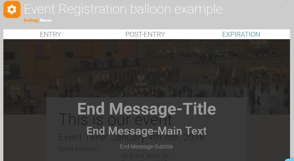 Event Registration Expiration Message