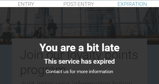 Loyalty Registration Expiration Message