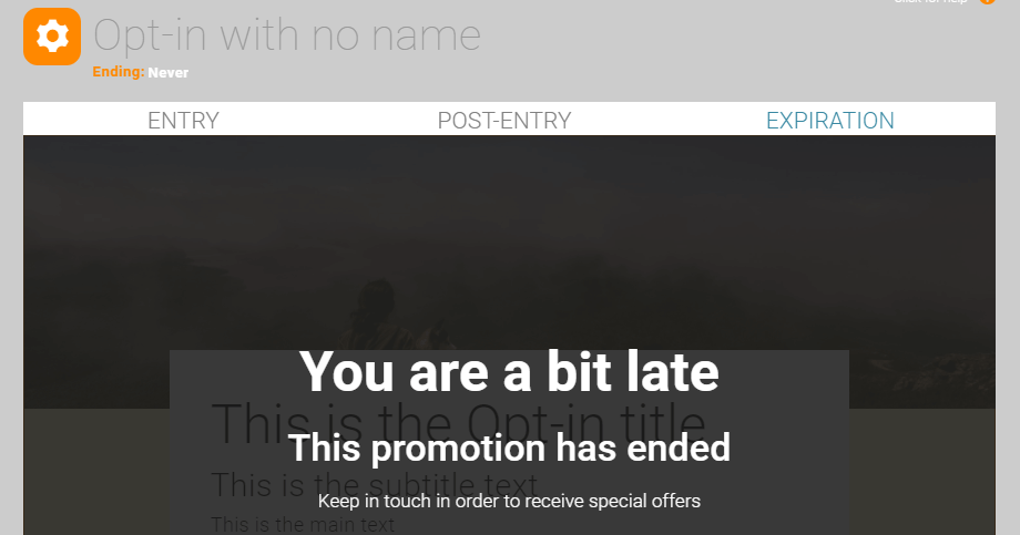 Opt in Expiration Message